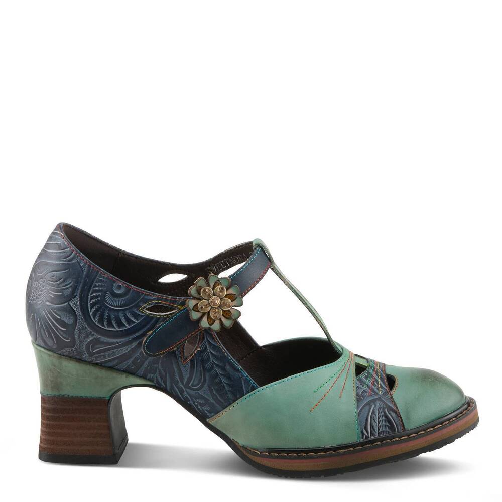 NEW L'ARTISTE women's sweetnora heels in mint green multi